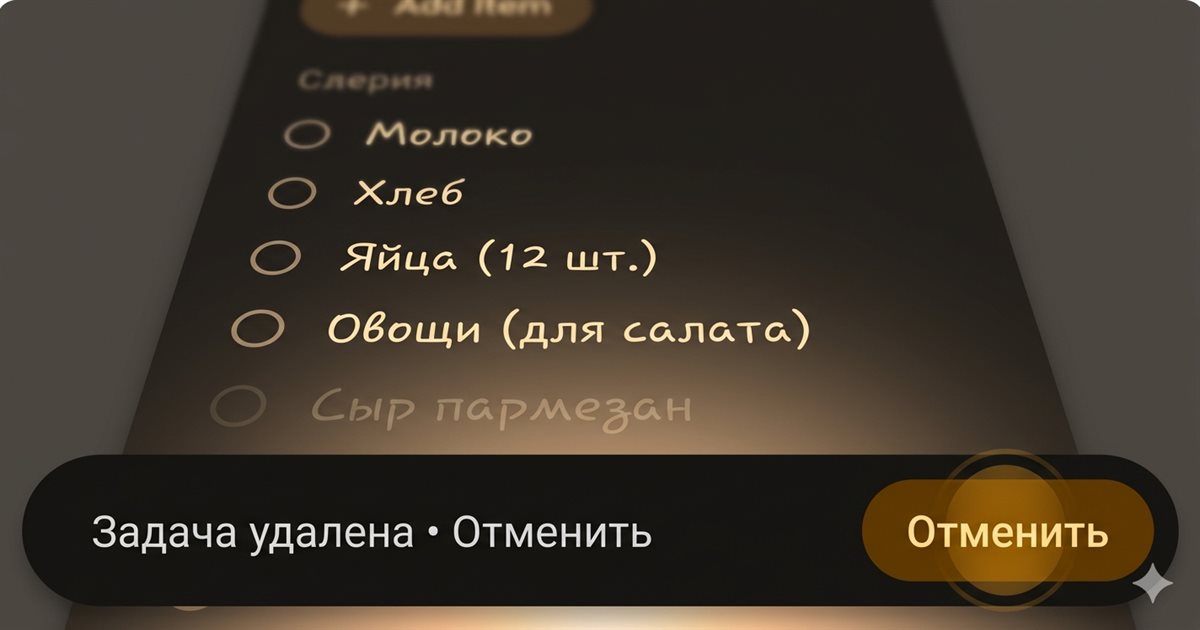 «Наш список» Android: Undo Snackbar после свайп-удаления задачи